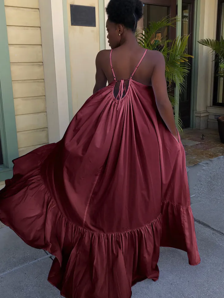 Plus Size Spaghetti Strap Ruffle Beach Maxi Swing Dress