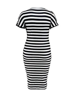 Plus Size Striped Dress with Pockets