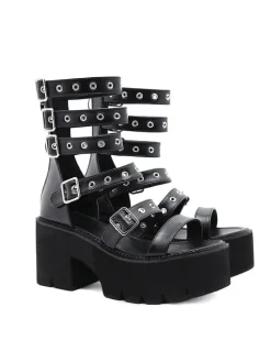 PU Adjustable Wrap Up Wedge Sandal