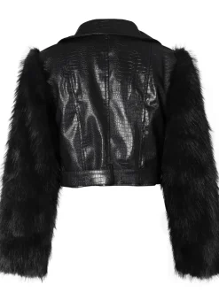PU Leather Patchwork Moto Jacket