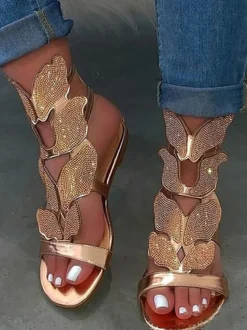 Rhinestone Butterfly Flat Sandal