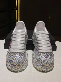 Rhinestone Lace-Up Chunky Sneaker