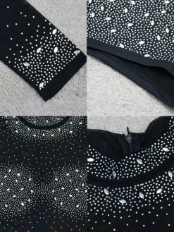Rhinestone Long Sleeve Bodycon Jumpsuit