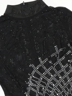 Rhinestone Mesh Maxi Split Dress