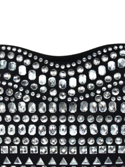 Rhinestone Spaghetti Strap Dress with Gloves