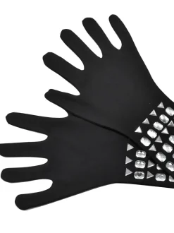 Rhinestone Spaghetti Strap Dress with Gloves