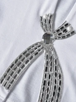 Rhinestone Split Hem Crop Top