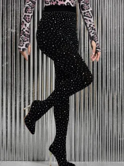 Rhinestone Stiletto Pointed Toe Pants Boots
