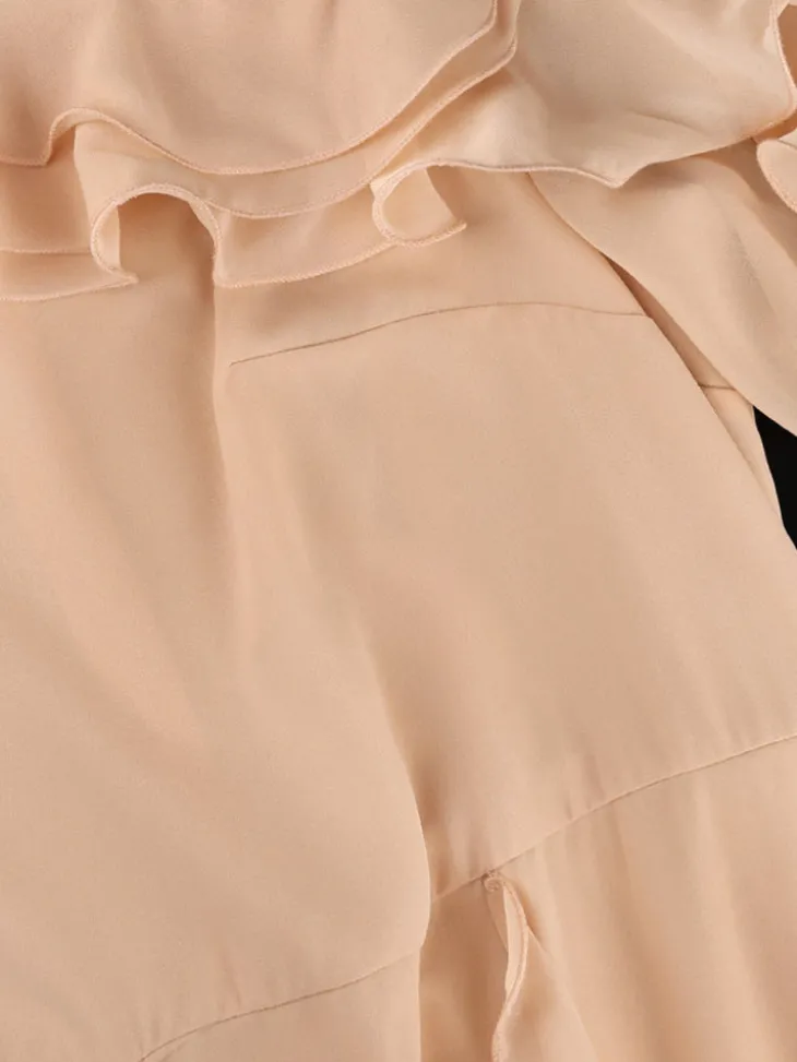 Ruffled Off-Shoulder Pleated Maxi Dress