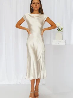 Satin Sleeveless Blackless Midi Dress