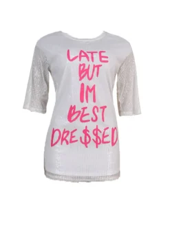 Sequin Letter Print Mini Dress