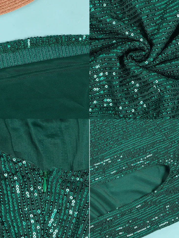 Sequin Sleevelesss Split Bodycon Maxi Dress