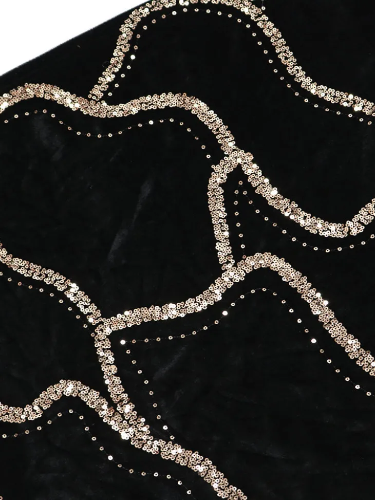 Sequins Strapless Velvet Maxi Dress