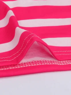 Short Sleeve Crew Neck Stripe Pocket Maxi Dress