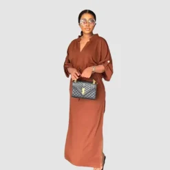 Side Pleated Cargo Cinched Waist Dress