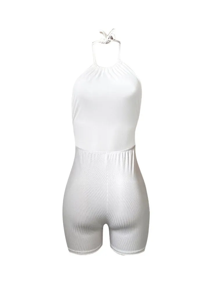 Sleeveless Backless Halter Bodycon Romper