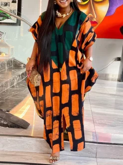 Sleeveless Color Block Split Loose Dress