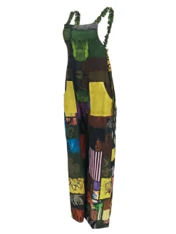 Sleeveless Plaid Print Overalls Jumpsuit