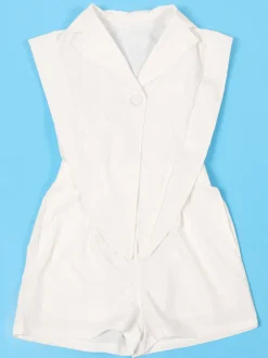 Sleeveless Solid Color Asymmetrical Romper