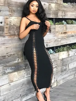 Sleeveless Tie Up Maxi Dress