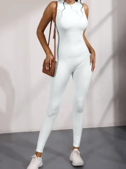 Sleeveless Zipper Jumpsuits