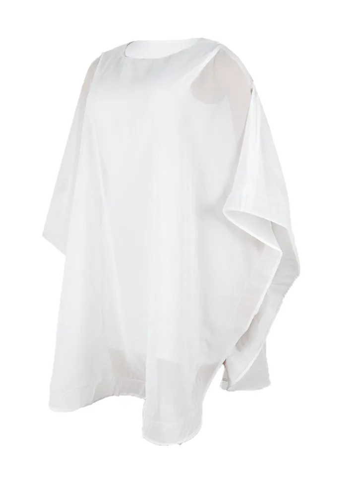 Solid Chiffon Cape Overlay Dress