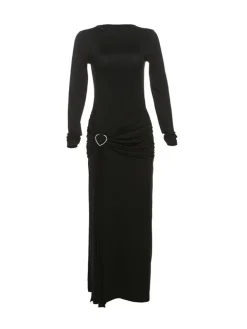 Solid Color Asymmetrical Tie-Waist Maxi Dress