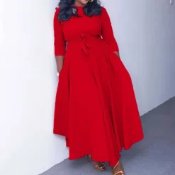 Solid Color Tie-up Dress