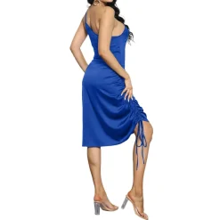 Spaghetti Strap Drawstring Ruched Dress