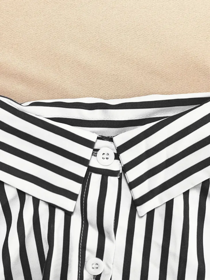 Striped Shirt Shorts Set