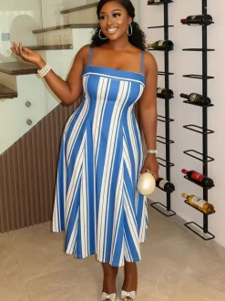 Striped Spaghetti Strap Dress