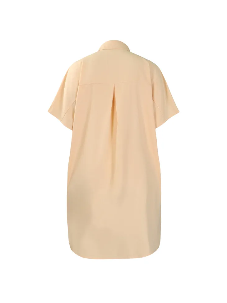 Studded Trim Oversized Shirt Midi Dress