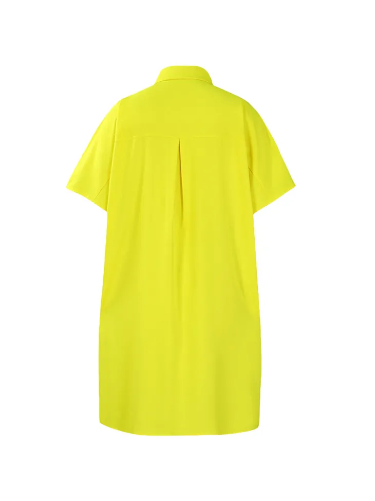 Studded Trim Oversized Shirt Midi Dress