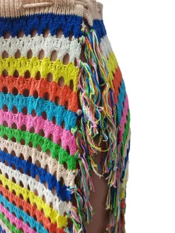 Tassel Slit Coverup Knit See Maxi Skirts