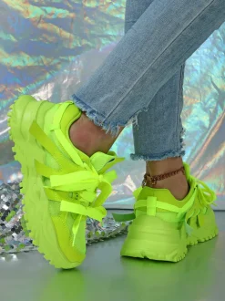 Thick Sole Breathable Mesh Lace-Up Sneakers