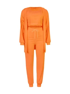 Three Piece Crop Top Jacket Jogger Set