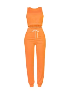 Three Piece Crop Top Jacket Jogger Set