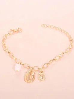 Three Piece Minimalist Shell Pearl Chain Bracelets