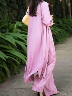 Three Piece Tank Top Coat Long Pants