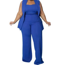 Three Piece Tank Top Wide Leg Pants Set