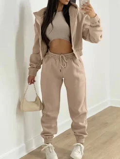 Three Pieces Vest and Hoodie and Pants Set