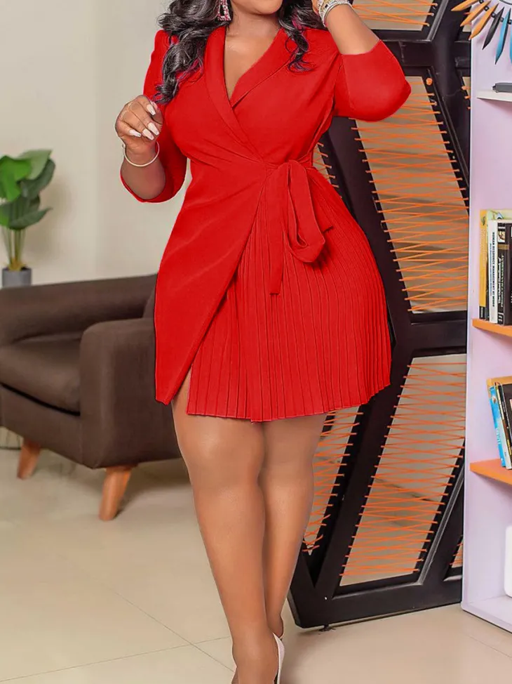 Tie Waist Pleated Midi Dress