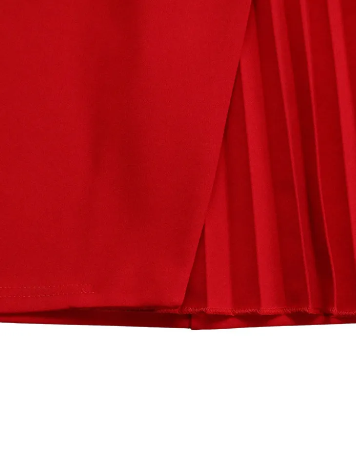 Tie Waist Pleated Midi Dress