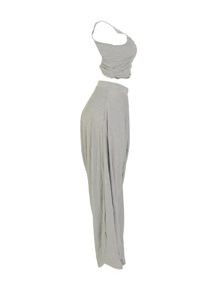 Two Piece Backless Crop Top Bloomers
