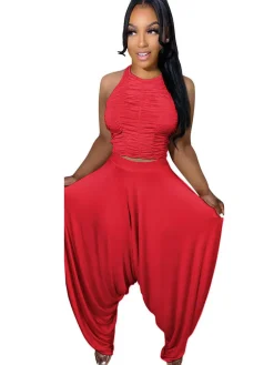 Two Piece Backless Crop Top Bloomers