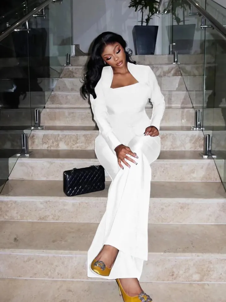 Two Piece Flare Long Sleeve Top Pants Suit