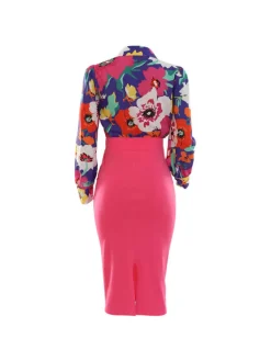 Two Piece Floral Print Shirt Midi Skirts