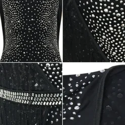 Two Piece Giltter Rhinestone Mesh Outfits