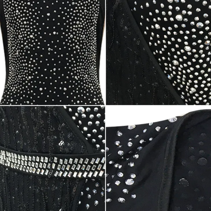 Two Piece Giltter Rhinestone Mesh Outfits