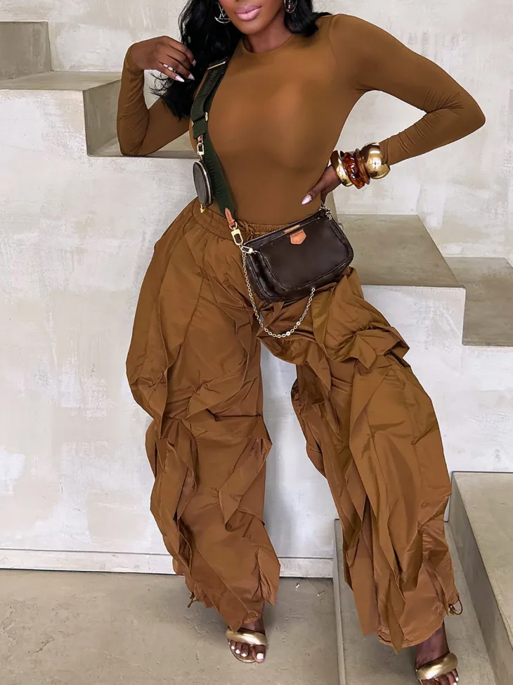 Two Piece Layered Ruched Pants Set